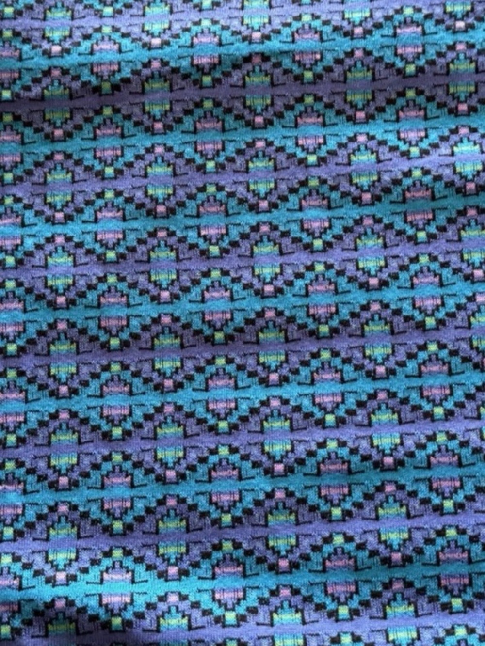 Vintage 1990s Turquoise Periwinkle Western Woven Knit Fabric Wide Width